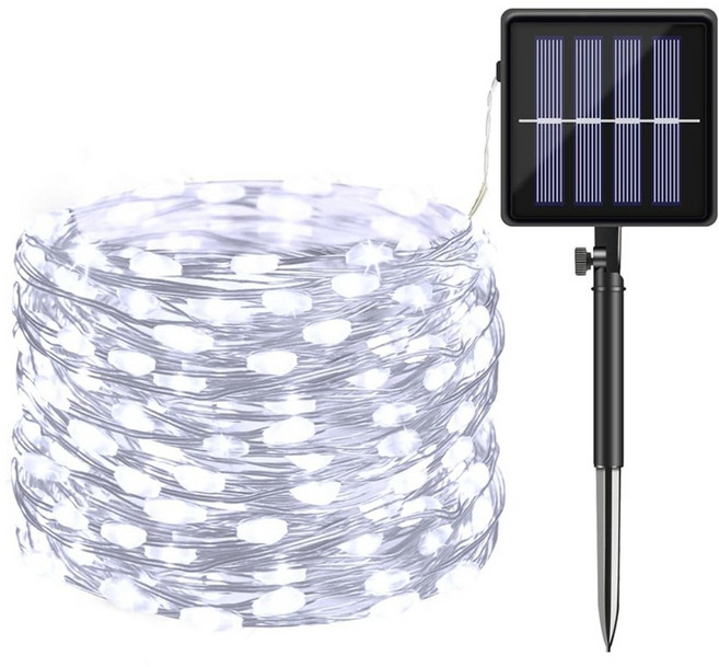 태양광 와이어 전구 100구 200구 300구 (12M 22M 32M), 300구 (하얀색)_32m