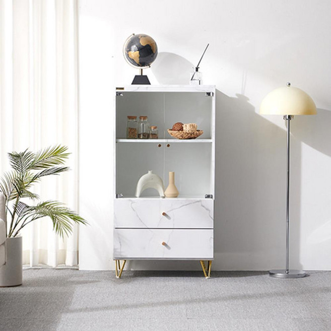 600x1200 거실 유리 장식장 화이트 양주 수납 진열장, 마블화이트