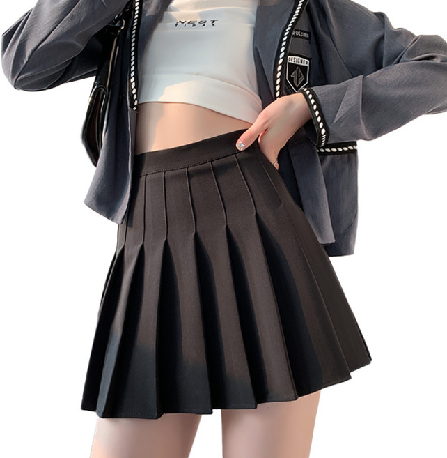 핑크셀럽 여성 하이웨스트 A라인 지퍼 플리츠 스커트 테니스 골프 치마