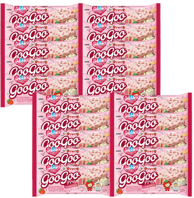 스친소 구구바 스트로베리&크림치즈 아이스크림, 20개, 80ml