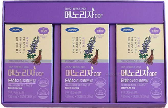 단삼주정추출분말 함유 갱년기 건강기능식품 메노리자 ODF 90매 (1개월분), 1세트, 90회분