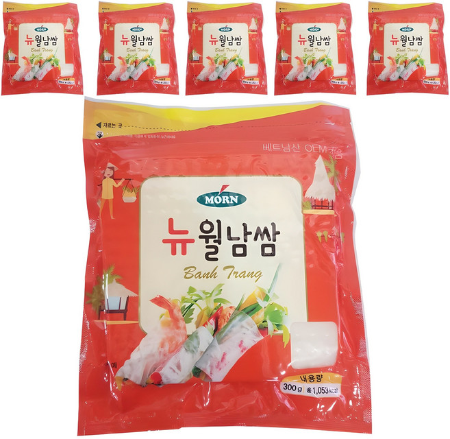 MORN 뉴 월남쌈 라이스페이퍼 사각, 300g, 6개