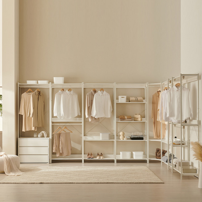 삼익가구 에린 화이트 철제 드레스룸 시스템 옷장, 06. 800 5단 선반장