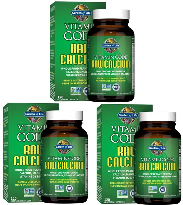 Garden of Life 가든오브라이프 비타민코드 로우 칼슐 RAW Calcium 120베지캡슐, 3개, 120정 - 쿠팡