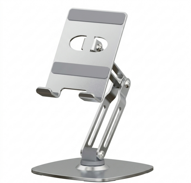 피니코니 360도 회전 높이조절 접이식 태블릿 스탠드 거치대, 1개, 크롬 실버