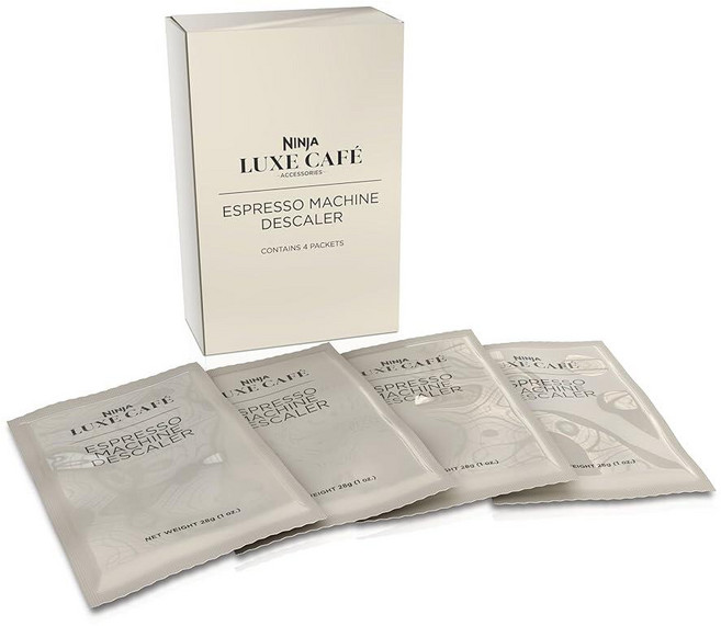 Ninja Luxe Café 에스프레소 머신 디스케일러 4팩 에스프레소 및 커피 머신 클리너 디스케일 파우더 XSKDSCLSOL4PK, Ninja Luxe Café 에스프레소 머신 디스케일
