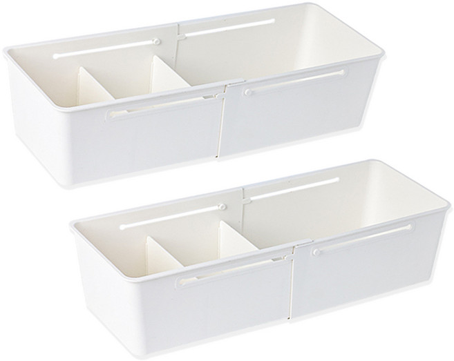 맞춤 길이조절 속옷 양말 정리함 주방 서랍 칸막이 수납함, 2개, white