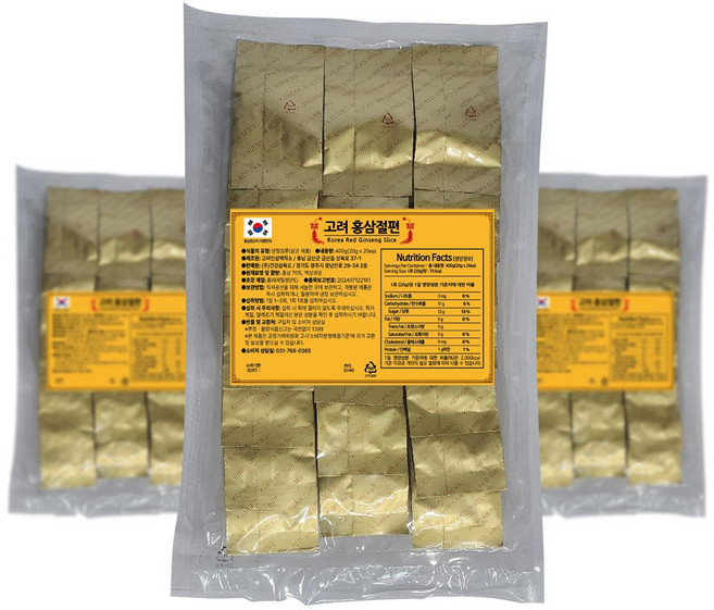 [천왕삼 명품 실속형] 고려홍삼절편 대용량 Korea Red Ginseng Slice, 20개, 20g