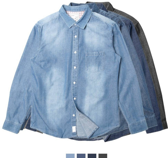 애드윈 A기본 카라 워싱 데님 남방 남녀 공용 셔츠 빅사이즈 커플 커플시 밀러룩