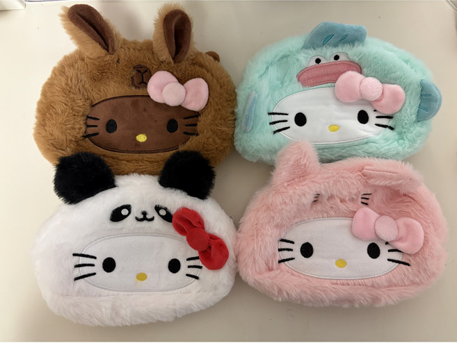 키티 한교동 카피바라 피그 팬더 동물 털 파우치 겨울 퍼 화장품 파우치 필통, 파랑