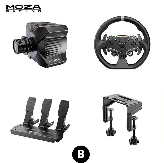 [CTK] MOZA R3 게이밍 레이싱 시뮬레이터 조이스틱 올인원 풀 패키지 자동차 운전연습기, B타입세트(3페달)