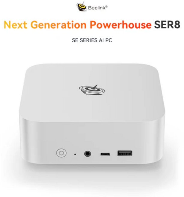 Beelink SER8 AMD 라이젠7 미니 베어본 PC 8845HS 포함, 8845HS 그레이+RAM 32GB+SSD 1TB, 135mm