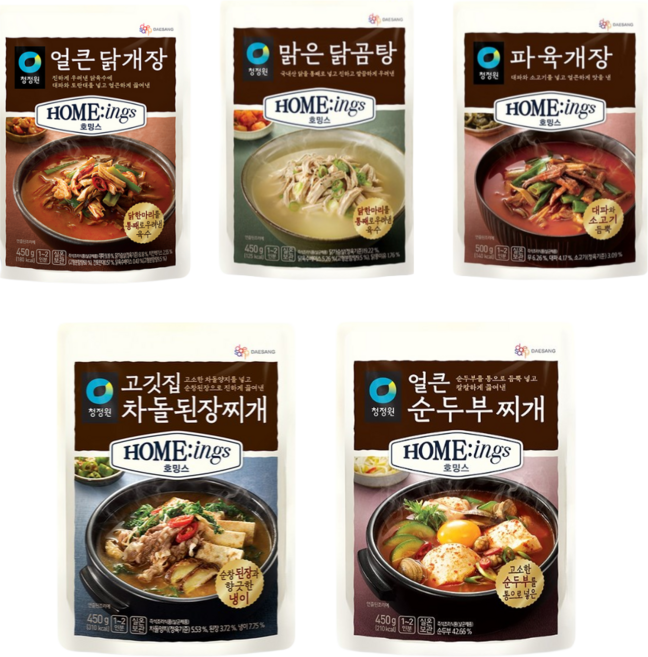호밍스 5종세트 (얼큰순두부 + 얼큰닭개장 + 맑은닭곰탕 + 파육개장 + 고깃집차돌된장찌개), 3세트, 450g