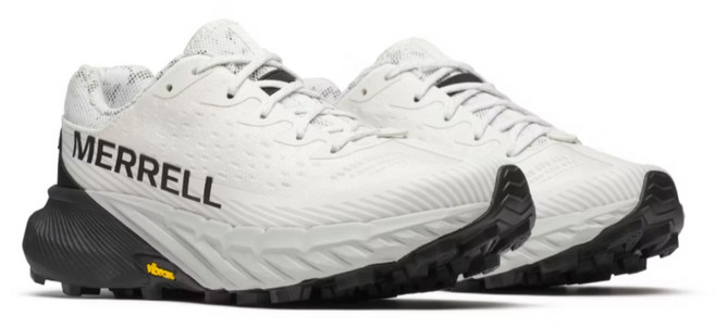 【Merrell】女 AGILITY PEAK 5 輕量越野跑鞋 白黑色 黃金大底 NO.068378