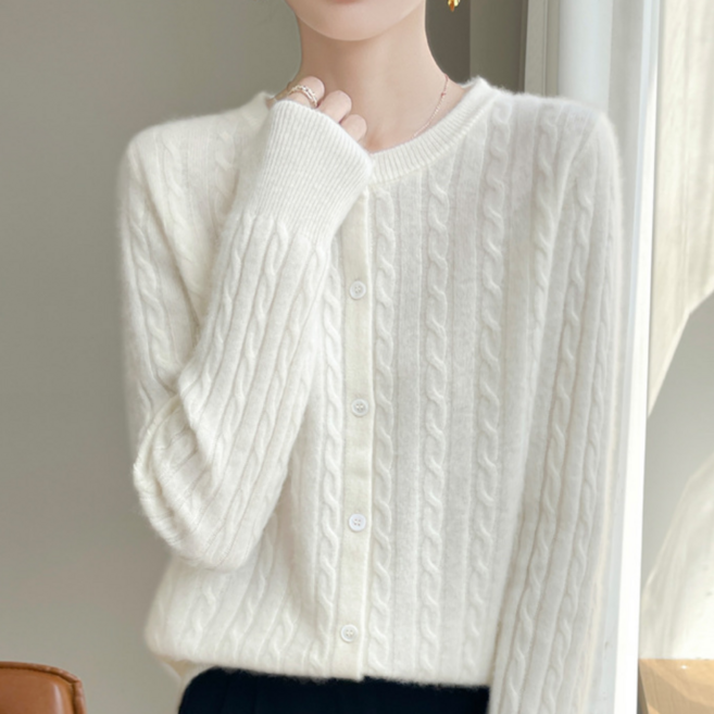 MS HOME 라운드 꽈배기 니트 가디건 데일리 여성용