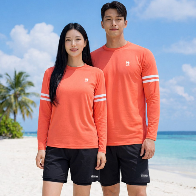 로이몬스터 남녀 모노라인 래쉬가드 상의+반바지 2장 세트 체형커버 빅사이즈/ROYMONSTER