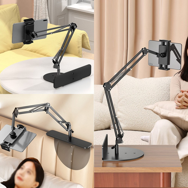 도매창고 로봇팔 틈새 침대 쇼피 클램프 거치대 핸드폰 태블릿 관절형 자바라 책상거치대 탄소강, 1개, 만능로봇팔 틈새거치대 블랙