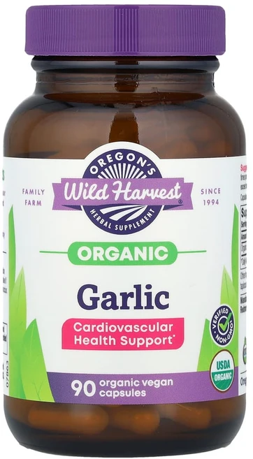Oregon's Wild Harvest 유기농 마늘 베지 캡슐 90정(캡슐 1정당 525mg) Harvest (오리건스 와일드 하베스트), 1개, 90정 - 쿠팡