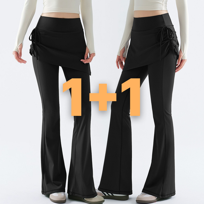 누베크 1+1 여자 필라테스 치마 부츠컷 레깅스 요가복 하의 운동복