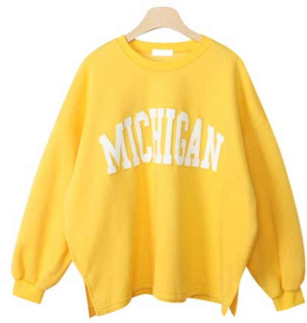 데일로엔 여성용 MICHIGAN 레터링 기모 맨투맨