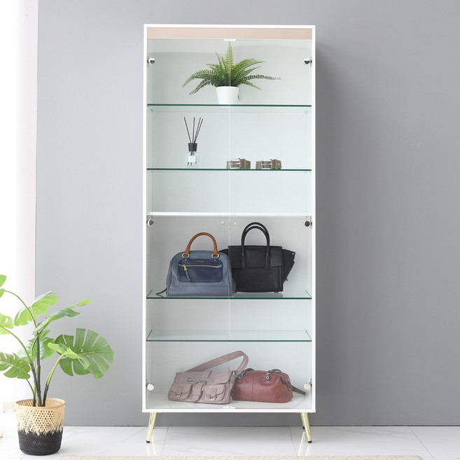 골드 900-6단 유리 장식장 진열 피규어 수납 그릇 거실, 골드 900-6단 장식장(화이트)