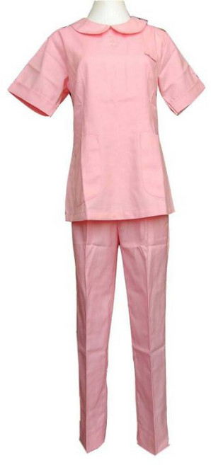 萊亞生活館 護士服褲裝 #707 粉紅色 圓領 後拉鏈 斜紋布, 1個, XL/XL,短袖