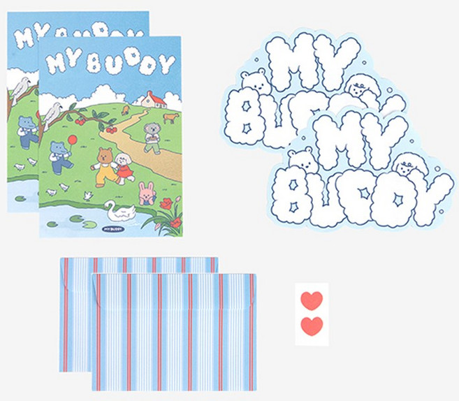 귀여운 편지지 세트 모양 레터세트, 1개, 굿데이