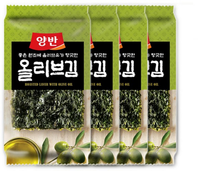 양반김 도시락김 올리브김 4g 16봉 5세트, 64g, 5개
