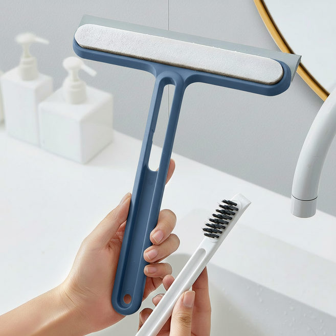 에이솜 다용도 화장실 물기제거기 물기 제거기 유리창 닦이 물기제거 욕실 미니 스퀴지, 크림 블루, 1개