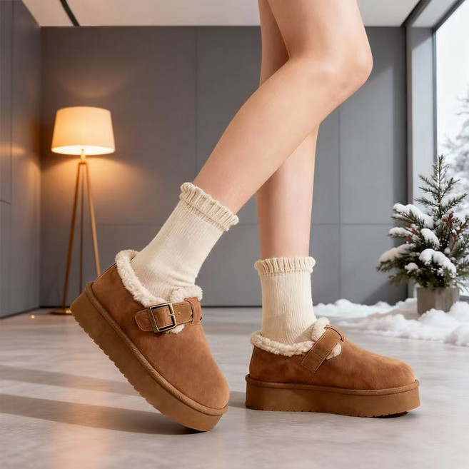 여성 겨울 방한화 퍼안감 스웨이드 털로퍼 뽀글이 데일리 단화