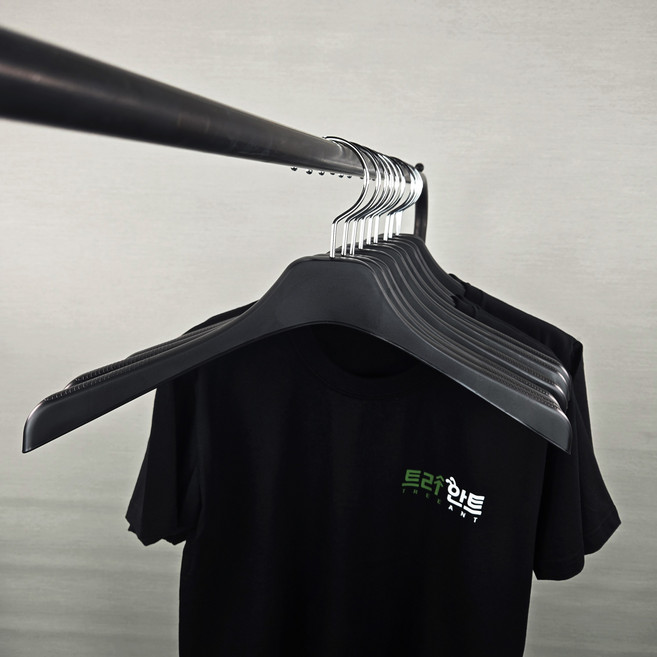 트리안트 국내생산 프리미엄 논슬립 어깨뿔방지 옷걸이 바지걸이, 여성용 상의걸이 블랙, 10개