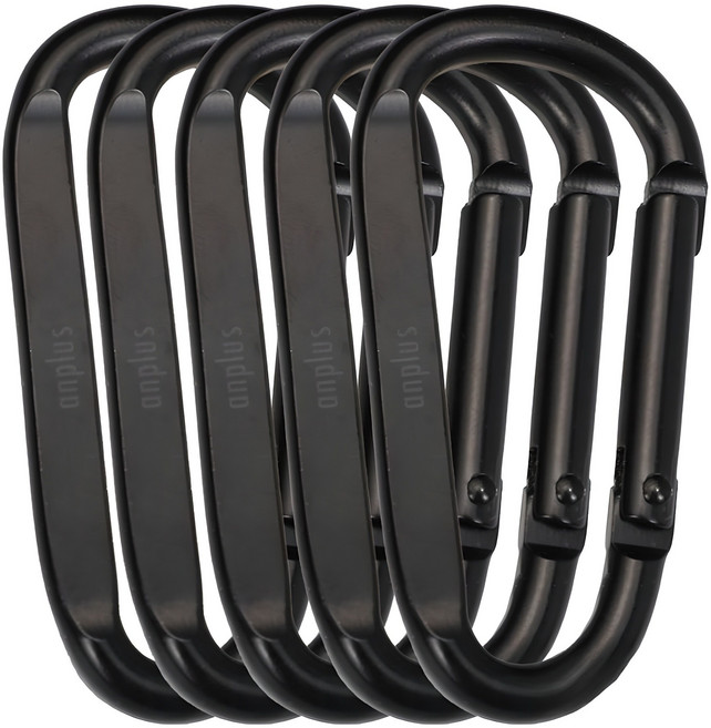앙플러스 고강도 D형 알루미늄 카라비너, 블랙, 5개