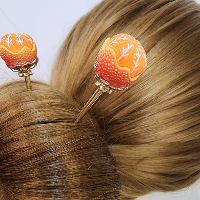 1P 제주도 감귤모양 비녀 헤어소품 선물 소품 헤어핀