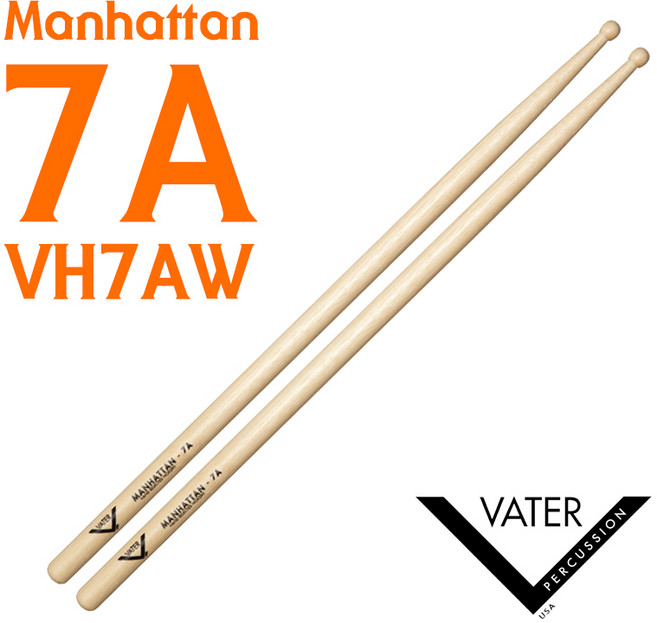 Vater(베이터) 맨하탄 7A 드럼스틱 우드팁 (VH7AW), 1개