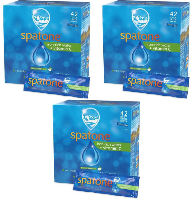 Spatone 스패톤 천연 철분 파우치 비타민C 사과맛, 1.05L, 3개
