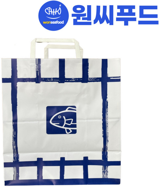 원씨푸드 일식 포장용 쇼핑백 종이가방 100매 스시 회 초밥용 도시락 배달 초밥봉투