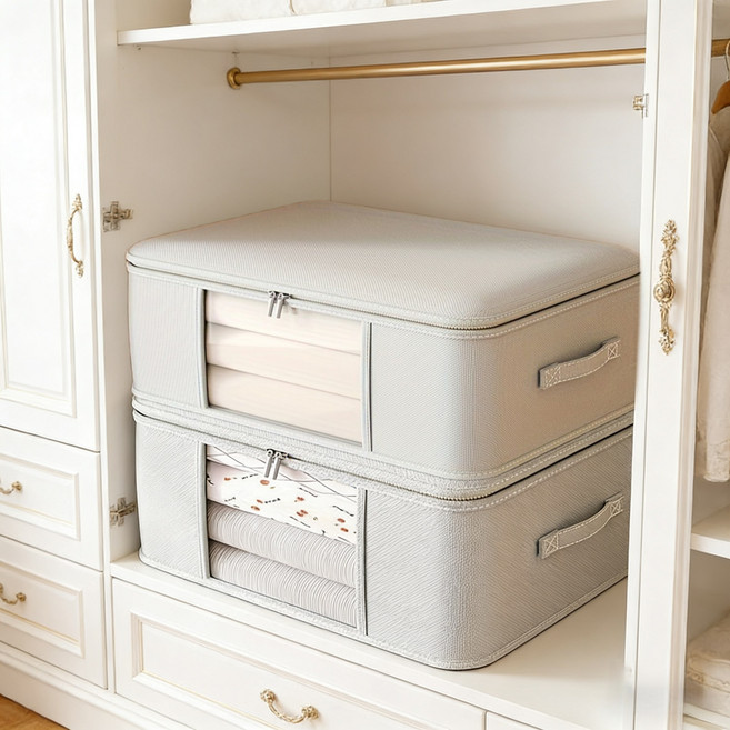 Niftynest 이불 파우치 의류 파우치 프리미엄 숨쉬는 초대형 이불 수납정리 파우치 의류 보관 방진 파우치 방진 수납백, 2개, 그레이