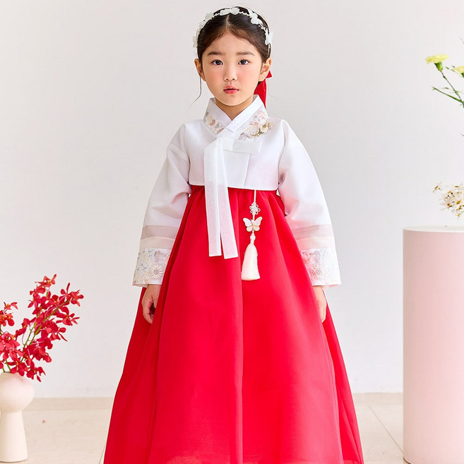 지원 여아 한복 1-15세 주니어 중학생 국악 예절 대회 국내생산 추석 설 붉은치마 전통