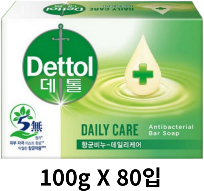 데톨 항균 비누 데일리케어, 100g, 80개입