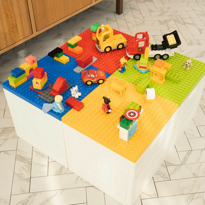 키텐실 장난감 정리함(KC인증) 레고 듀플로 폴딩 보관함 레고판 리빙박스 정리함, 3.옐로우, 1개