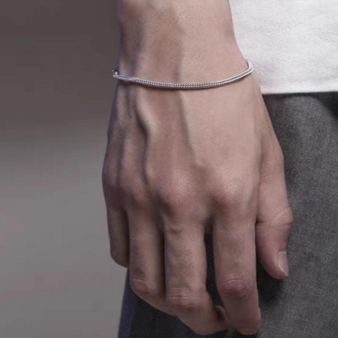 남자 심플 은팔찌 얆은 써지컬 체인