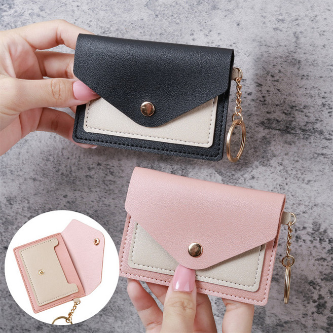 엘리스 명함지갑 지폐 동전 얇은 똑딱이 학생 키링 카드지갑