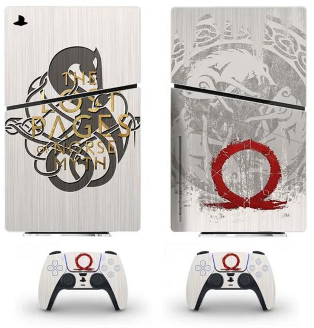 호환 게임 갓 오브 워 슬림 디스크 스킨 스티커 보호대 데칼 커버 콘솔 컨트롤러 PS5 슬림 디스크 스티커 비닐 신제품, [05] 은, 1개