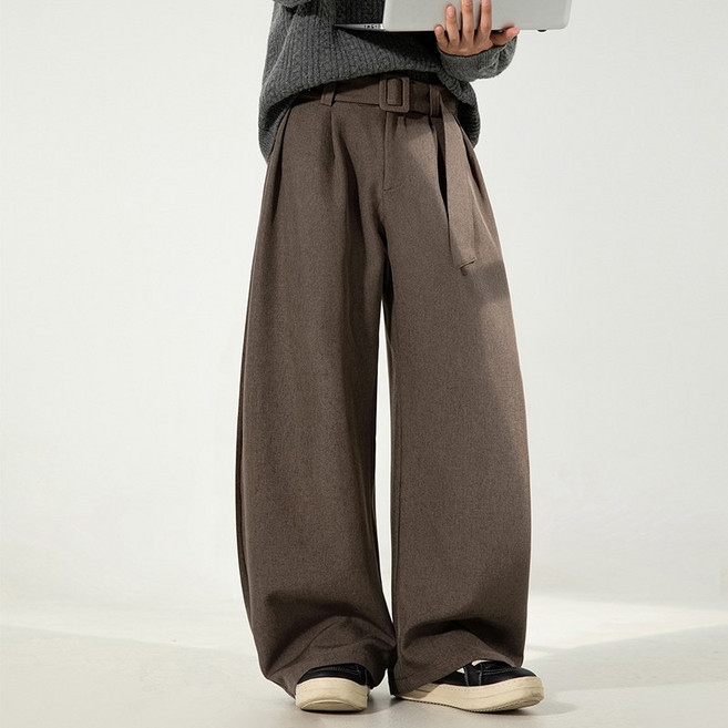 이븐클로젯 남성 핀턱 와이드 벌룬 팬츠 루즈핏 밴딩 슬랙스