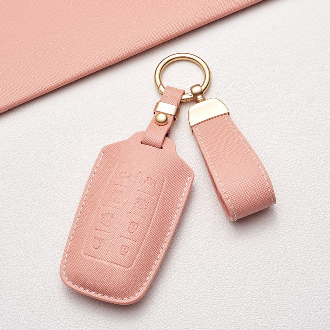 제네시스 키 커버 - 4/6/8버튼 프라다 패턴 스크래치 방지 G80/GV80/GV60 등 호환, 제네시스 B8 타입(8버튼), 장미핑크