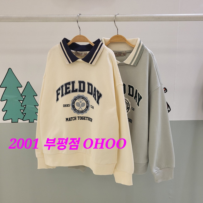 오후 부평점 25'NEW 봄 가을 데일리룩##깔끔함이 돋보이는 프레피 카라 스웻셔츠