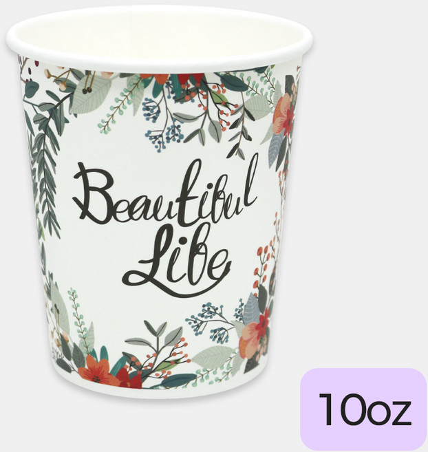 구뜨몰 사무실 천연펄프 종이컵 플라워 10온스 330ml 소량 (100개), 1박스, 100개입