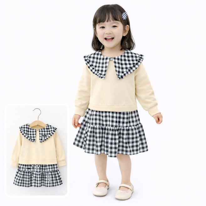 여아 자수 카라 유아 공주원피스 아동 봄 가을 키즈 드레스