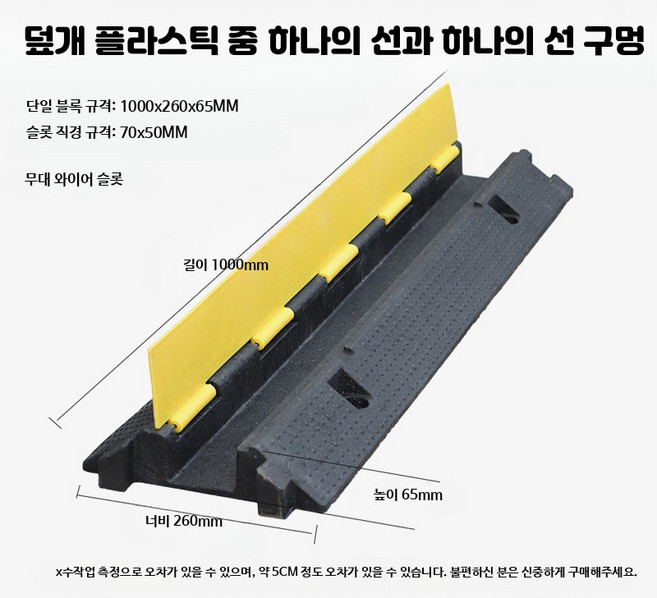 문턱 경사로 전선 케이블 보호 패드 덮개, C_트로프 7x5cm, 1세트