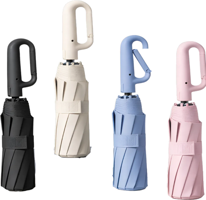 카라비너 고리형 자외선차단 양산우산 3단자동 암막양산우산